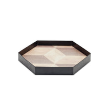 Load image into Gallery viewer, Geometric Wooden Tray with Metal Accent (Set of 3)