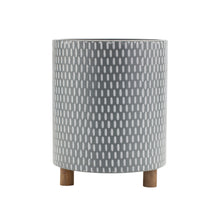Load image into Gallery viewer, Iron Metal Planter with Geometric Design and Wood Legs (Set of 3)
