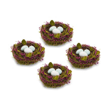 Load image into Gallery viewer, Natural Twig Bird Nest with Speckled Egg Accent (Set of 4)