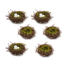 Load image into Gallery viewer, Natural Twig Bird Nest with Speckled Egg Accent (Set of 6)