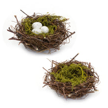 Load image into Gallery viewer, Natural Twig Bird Nest with Speckled Egg Accent (Set of 6)