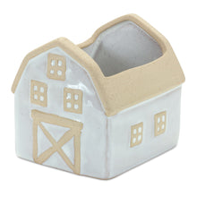 Load image into Gallery viewer, Neutral Porcelain House and Barn Planter (Set of 2)