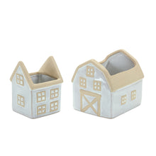 Load image into Gallery viewer, Neutral Porcelain House and Barn Planter (Set of 2)