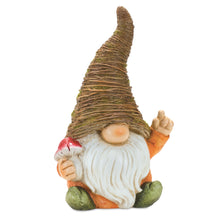 Load image into Gallery viewer, Distressed Garden Gnome Statue with Mushroom and Flower Accent (Set of 2)