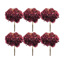 Load image into Gallery viewer, Burgandy Red Hydrangea Flower Stem (Set of 6)