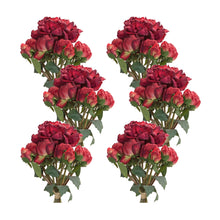 Load image into Gallery viewer, Burgandy Red Peony Flower Bouquet Bundle (Set of 6)