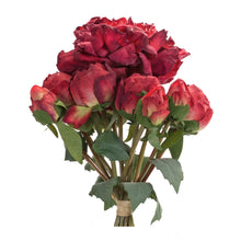 Load image into Gallery viewer, Burgandy Red Peony Flower Bouquet Bundle (Set of 6)