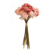 Load image into Gallery viewer, Coral Pink Peony and Hydrangea Flower Bouquet (Set of 6)