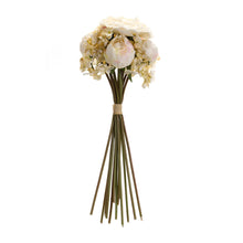 Load image into Gallery viewer, Ivory White Peony and Hydrangea Flower Bouquet (Set of 6)