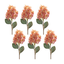 Load image into Gallery viewer, Coral Pink Cone Hydrangea Flower Stem (Set of 6)