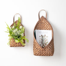 Load image into Gallery viewer, Woven Bamboo Basket Wall Pocket (Set of 2)