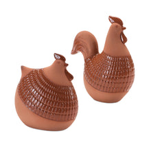 Load image into Gallery viewer, Terra Cotta Chicken Shelf Sitter with Glazed Accents (Set of 2)