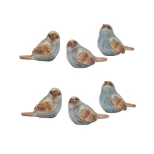Load image into Gallery viewer, Rustic Blue Bird Figurine with Wood Grain Design (Set of 6)