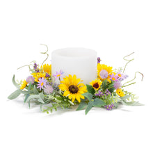 Load image into Gallery viewer, Mixed Sunflower and Thistle Candle Ring (Set of 6)