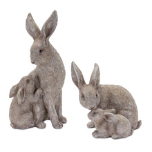 Load image into Gallery viewer, Stone Rabbit with Baby Bunny Figurine (Set of 2)