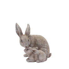Load image into Gallery viewer, Stone Rabbit with Baby Bunny Figurine (Set of 2)