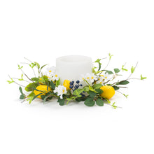 Load image into Gallery viewer, Lemon and Blue Berry Floral Candle Ring (Set of 6)