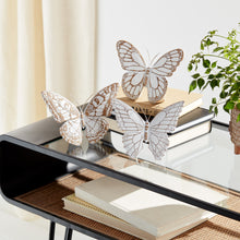 Load image into Gallery viewer, Stone Butterfly Shelf Sitter with White Washed Finish (Set of 3)