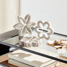 Load image into Gallery viewer, Stone Beaded Flower Shelf Sitter with White Washed Finish (Set of 3)