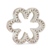 Load image into Gallery viewer, Stone Beaded Flower Shelf Sitter with White Washed Finish (Set of 3)