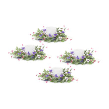 Load image into Gallery viewer, Mixed Foliage and Pansy Candle Ring (Set of 4)