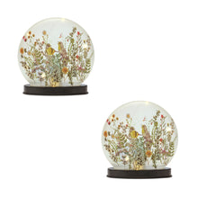 Load image into Gallery viewer, LED Frosted Glass Bird and Floral Globe (Set of 2)