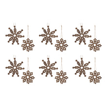 Load image into Gallery viewer, Wood Bead Snowflake Ornament (Set of 12)