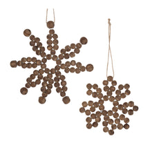 Load image into Gallery viewer, Wood Bead Snowflake Ornament (Set of 12)