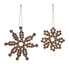 Load image into Gallery viewer, Wood Bead Snowflake Ornament (Set of 12)