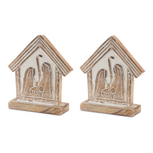 Load image into Gallery viewer, Wood Carved Nativity Barn (Set of 2)