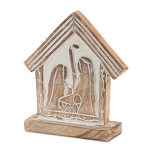 Load image into Gallery viewer, Wood Carved Nativity Barn (Set of 2)