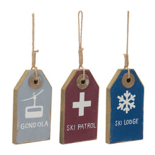 Load image into Gallery viewer, Wood Ski Tag Ornament (Set of 12)