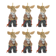 Load image into Gallery viewer, Moose on Skis Ornament (Set of 6)
