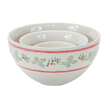 Load image into Gallery viewer, Stoneware Mistletoe Bowl (Set of 3)