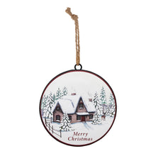 Load image into Gallery viewer, Woodland Winter Cabin Disc Ornament (Set of 12)