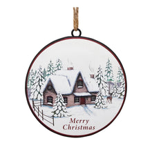 Load image into Gallery viewer, Woodland Winter Cabin Disc Ornament (Set of 12)