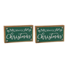 Load image into Gallery viewer, Merry Christmas Sign with Faux Leather Accent (Set of 2)