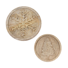 Load image into Gallery viewer, Natural Wood Holiday Trivet (Set of 2)