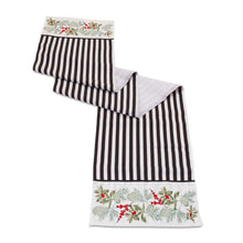 Load image into Gallery viewer, Striped Holiday Table Runner 72"L