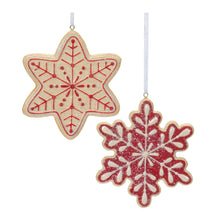 Load image into Gallery viewer, Gingerbread Snowflake Cookie Ornament (Set of 12)