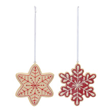 Load image into Gallery viewer, Gingerbread Snowflake Cookie Ornament (Set of 12)