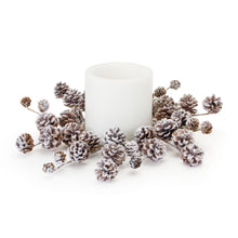 Load image into Gallery viewer, Flocked Pine Cone Candle Ring (Set of 2)