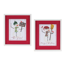 Load image into Gallery viewer, Framed Snowman Sentiment Wall Art (Set of 2)