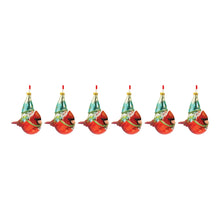 Load image into Gallery viewer, Glass Gnome and Cardinal Bird Ornament (Set of 6)