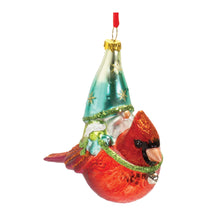 Load image into Gallery viewer, Glass Gnome and Cardinal Bird Ornament (Set of 6)