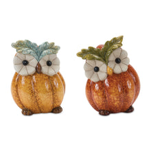 Load image into Gallery viewer, Terra Cotta Pumpkin Owl Figurine (Set of 2)
