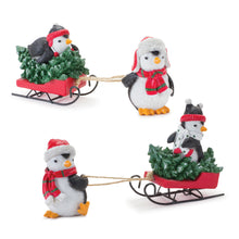 Load image into Gallery viewer, Playful Penguins with Sled Figurine (Set of 2)