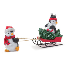 Load image into Gallery viewer, Playful Penguins with Sled Figurine (Set of 2)