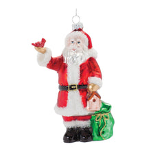Load image into Gallery viewer, Glass Santa with Cardinal Bird Ornament (Set of 6)