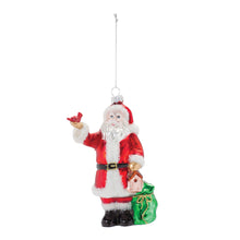 Load image into Gallery viewer, Glass Santa with Cardinal Bird Ornament (Set of 6)
